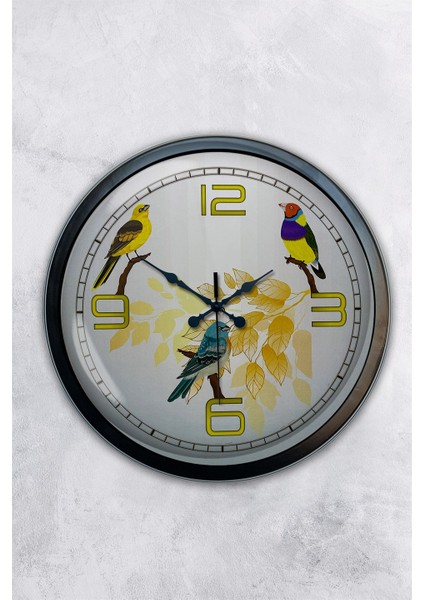40 cm Siyah Metal Birds Duvar Saati
