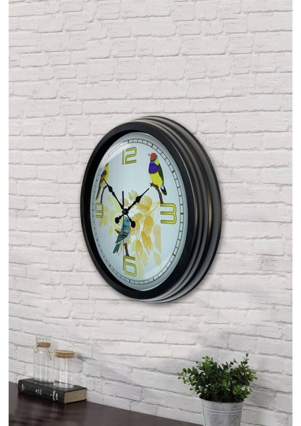 40 cm Siyah Metal Birds Duvar Saati fırsatları