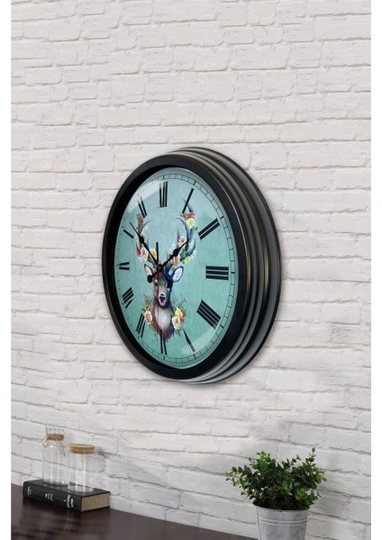 40 cm Siyah Metal Geyik Duvar Saati fırsatları