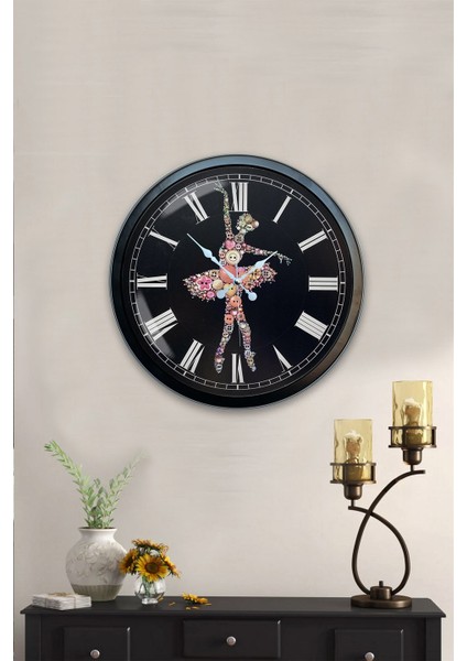 40 cm Siyah Metal Balerin Duvar Saati fiyatları