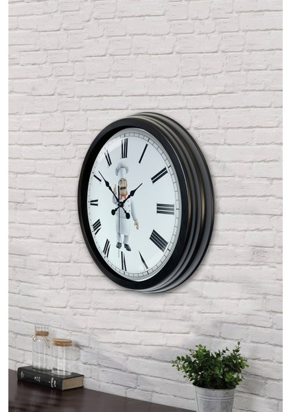 40 cm Siyah Metal Aşçı Mutfak Duvar Saati