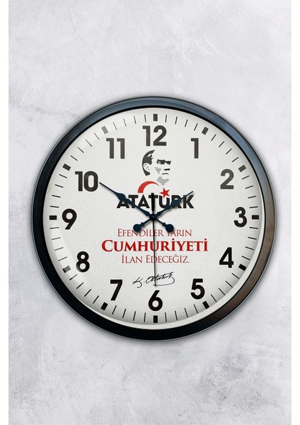 40 cm Siyah Metal Atatürk Duvar Saati