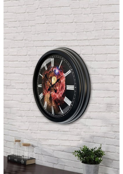 40 cm Siyah Metal Astroloji Duvar Saati modelleri