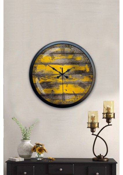 40 cm Siyah Metal Doğal Ahşap Duvar Saati fiyatları