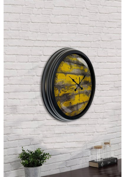 40 cm Siyah Metal Doğal Ahşap Duvar Saati indirimleri