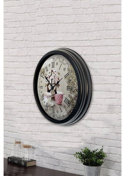 40 cm Siyah Metal Coffee Duvar Saati fırsatları