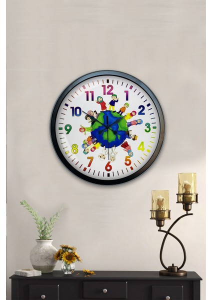 40 cm Siyah Metal Çocuk Odası Duvar Saati fiyatları