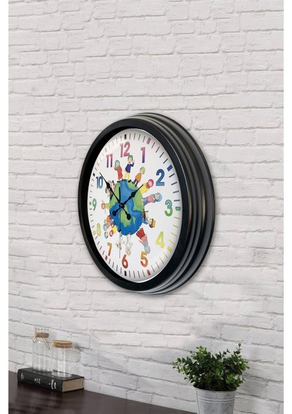 40 cm Siyah Metal Çocuk Odası Duvar Saati fırsatları