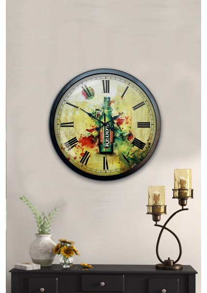 40 cm Siyah Metal Clup Duvar Saati