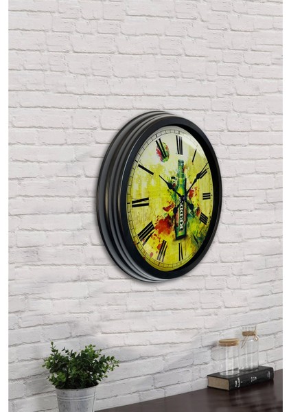 40 cm Siyah Metal Clup Duvar Saati