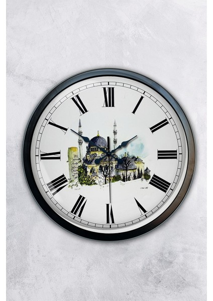 40 cm Siyah Metal Cami Temalı Duvar Saati