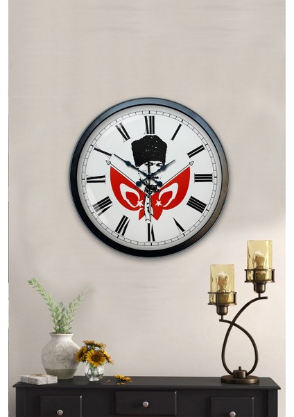40 cm Siyah Metal Mustafa Kemal Atatürk Duvar Saati fiyatları
