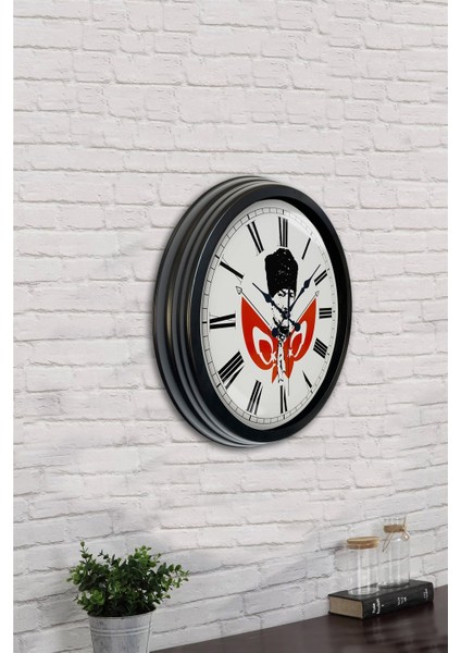 40 cm Siyah Metal Mustafa Kemal Atatürk Duvar Saati indirimleri