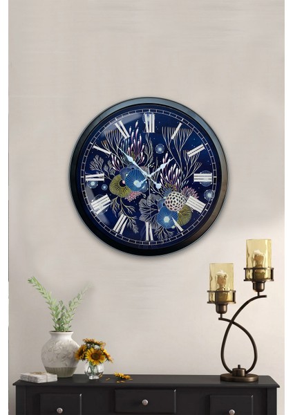 40 cm Siyah Metal Mavi Su Duvar Saati fiyatları