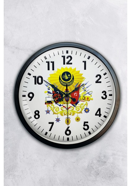 40 cm Siyah Metal Osmanlı Arması Duvar Saati