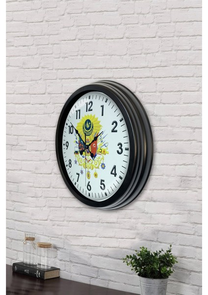 40 cm Siyah Metal Osmanlı Arması Duvar Saati modelleri