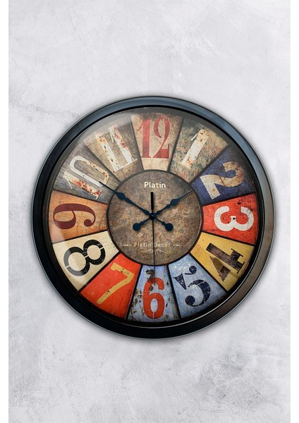 40 cm Siyah Metal Retro Duvar Saati