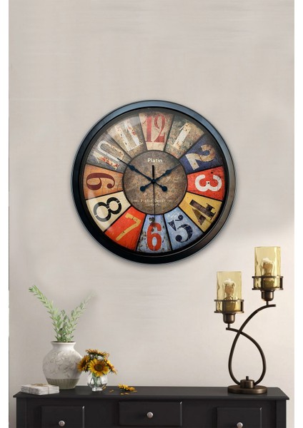 40 cm Siyah Metal Retro Duvar Saati