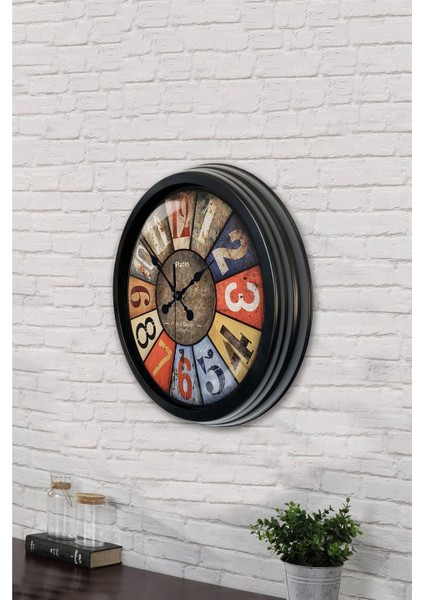 40 cm Siyah Metal Retro Duvar Saati
