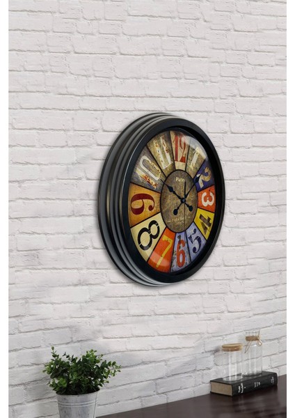 40 cm Siyah Metal Retro Duvar Saati
