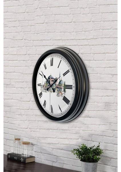 40 cm Siyah Metal Yeni Cami Duvar Saati modelleri