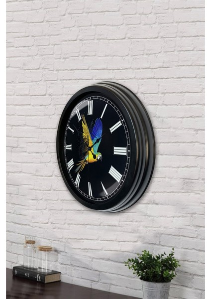 40 cm Siyah Metal Papağan Duvar Saati modelleri