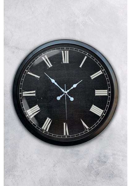40 cm Siyah Metal Naturel Duvar Saati