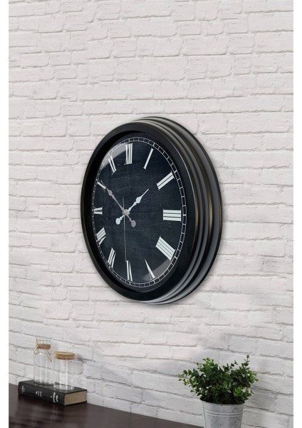 40 cm Siyah Metal Naturel Duvar Saati modelleri