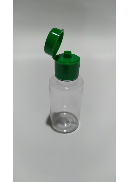 30 Ml Yeşil Fliptop (Açmalı) Kapaklı Likit Dezenfektan Kolonya Pet Şişesi (50 Adet)