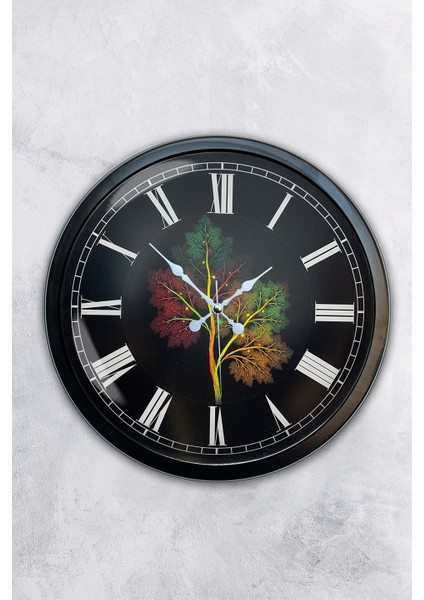 40 cm Siyah Metal Ağaç Duvar Saati
