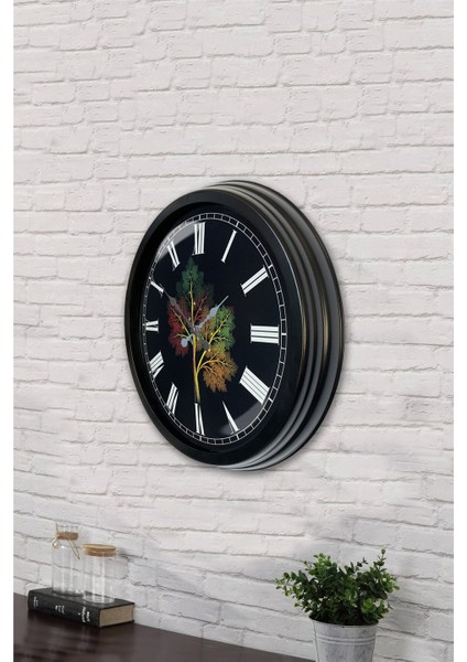 40 cm Siyah Metal Ağaç Duvar Saati modelleri