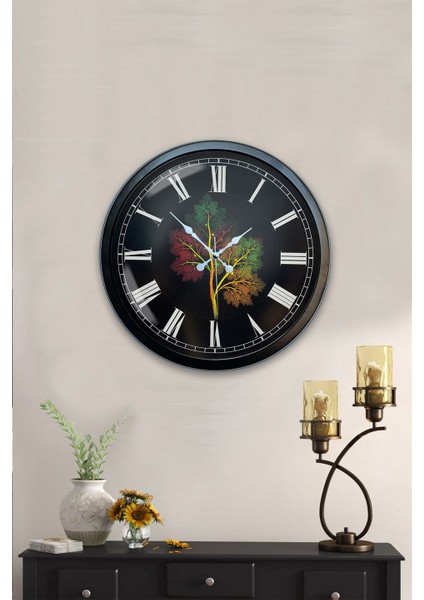 40 cm Siyah Metal Ağaç Duvar Saati indirimleri