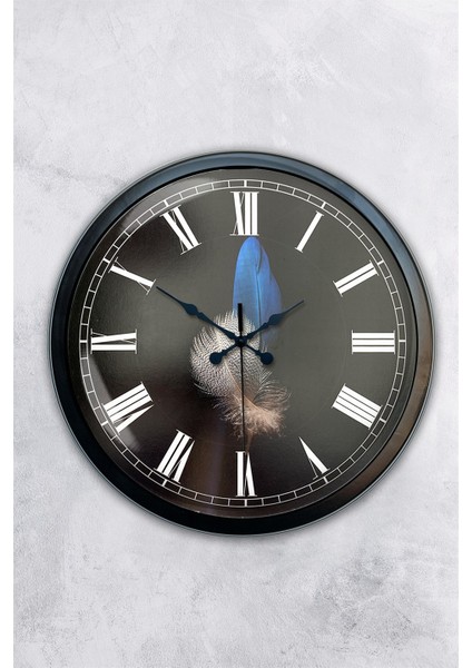 40 cm Siyah Metal Tüy Duvar Saati