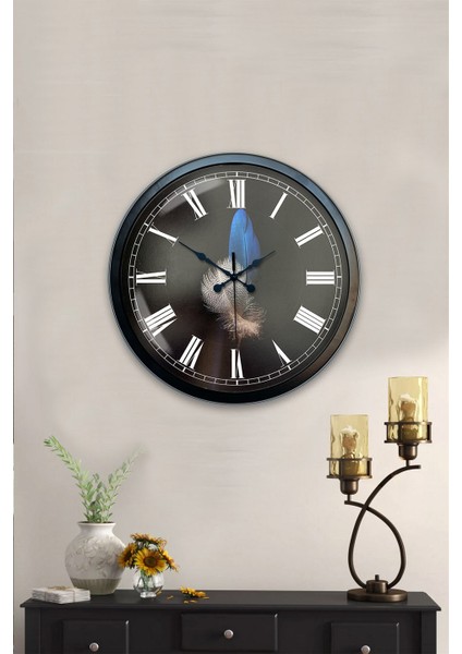 40 cm Siyah Metal Tüy Duvar Saati fiyatları