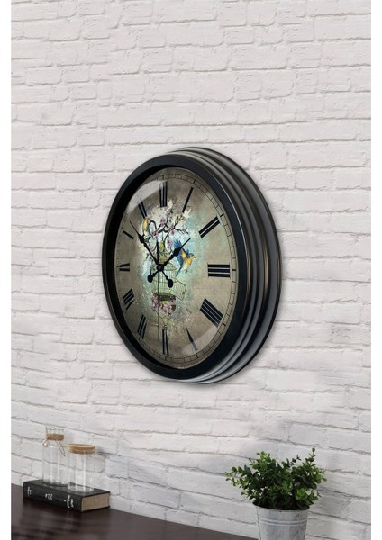40 cm Siyah Metal Kuş Dekoratif Duvar Saati modelleri