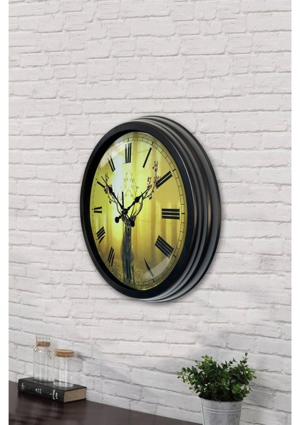 40 cm Siyah Metal Geyik Duvar Saati fırsatları