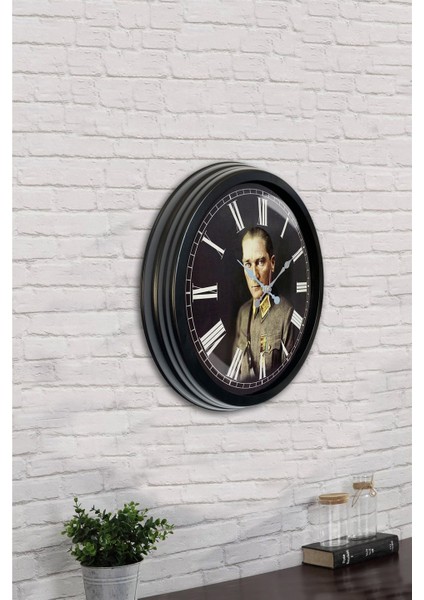 40 cm Siyah Metal Atatürk Duvar Saati indirimleri
