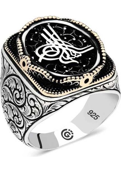 Gümüş Tuğra Oval Erkek Yüzük