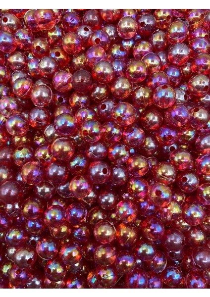 8mm Koyu Fuşya Renk Janjanlı Akrilik Top Boncuk, Çanta Yapım Boncuğu (50GR,~170 Adet)