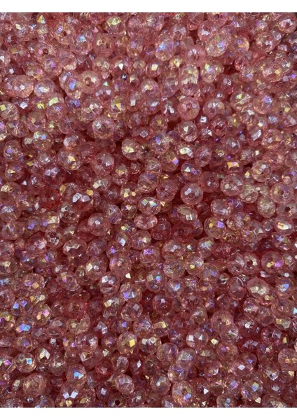 Pembe Renkli Basık 6mm Janjanlı Akrilik Boncuk,parlak Takı Yapım Hobi Boncuğu (25GR,~250 Adet)