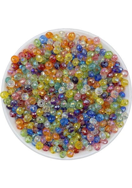 Karışık Renkli Basık 6mm Janjanlı Akrilik Boncuk,parlak Takı Yapım Hobi Boncuğu (25GR,~250 Adet)
