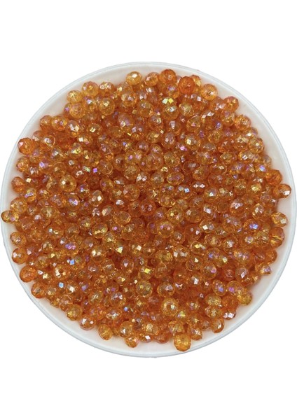 Turuncu Renkli Basık 6mm Janjanlı Akrilik Boncuk,parlak Takı Yapım Hobi Boncuğu (25GR,~250 Adet)