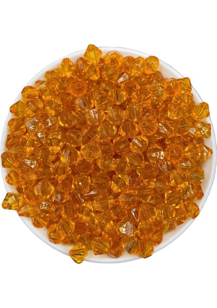 10MM Turuncu Renk Piramit Model Akrilik Boncuk,takı, Çanta Yapım Boncuğu (100GR,~260 Adet) fiyatları