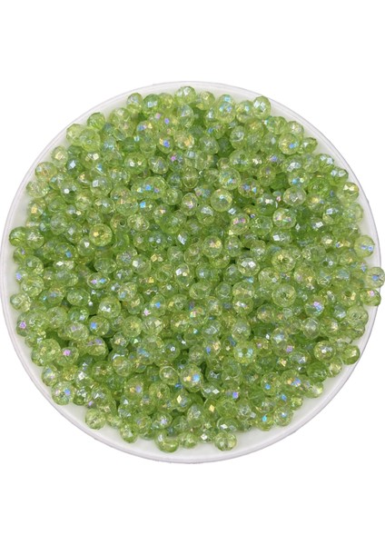 Yeşil Renk Basık 6mm Janjanlı Akrilik Boncuk,parlak Takı Yapım Hobi Boncuğu (25GR,~250 Adet)