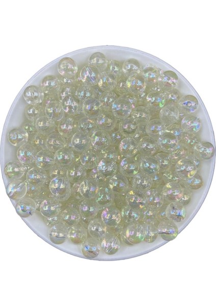 10MM Şeffaf Renk Janjanlı Top Akrilik Boncuk, Takı, Çanta Yapım Boncuğu (50GR,~80 Adet)