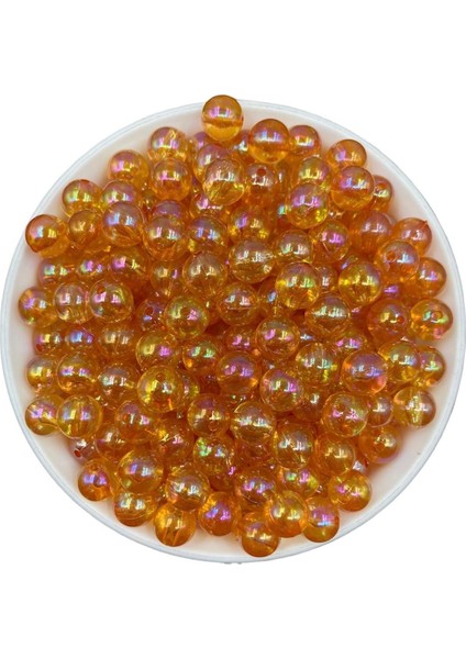 10MM Turuncu Renk Janjanlı Top Akrilik Boncuk, Takı, Çanta Yapım Boncuğu (50GR,~80 Adet)