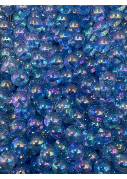10MM Mavi Renk Janjanlı Top Akrilik Boncuk, Takı, Çanta Yapım Boncuğu (50GR,~80 Adet) fiyatları