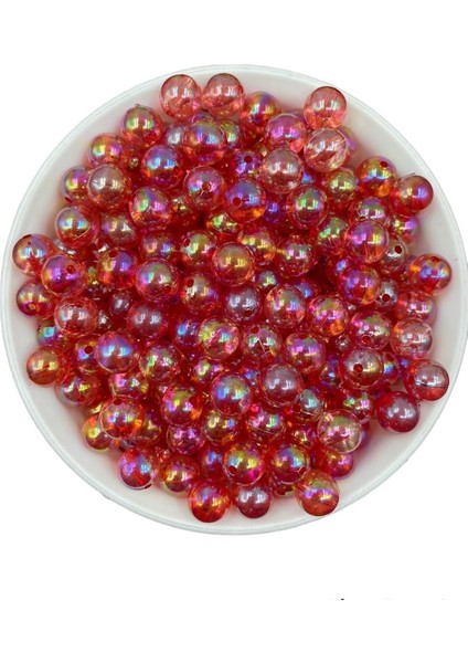 10MM Koyu Fuşya Renk Janjanlı Top Akrilik Boncuk, Takı, Çanta Yapım Boncuğu (50GR,~80 Adet)