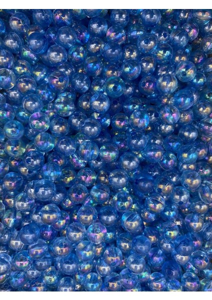 8mm Mavi Renk Janjanlı Akrilik Top Boncuk,parlak Takı, Çanta Yapım Boncuğu (50GR,~170 Adet) fiyatları