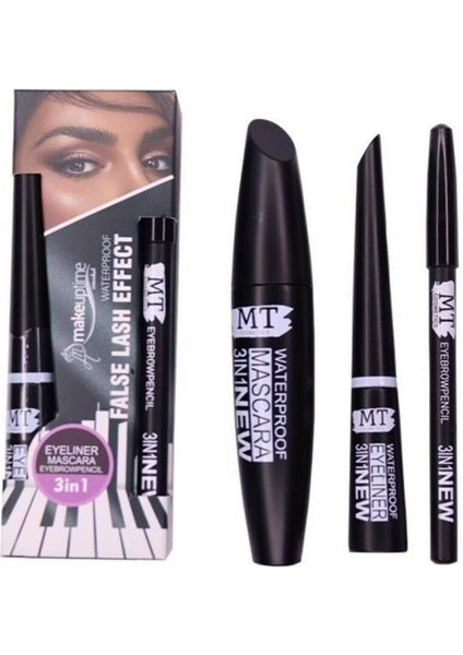 3 In 1 Suya Dayanıklı Maskara & Kalem & Eyeliner Seti